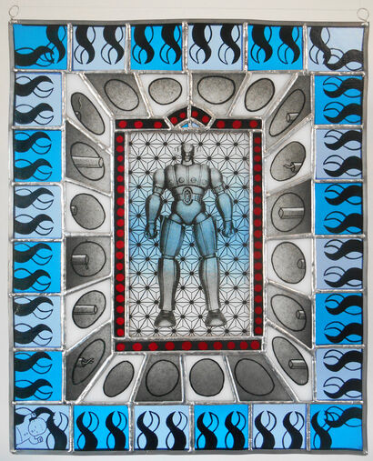 Blue Robot - a Paint Artowrk by Joseph Cavalieri